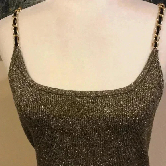 Cable and gauge Silk Blend Metallic Sparkle Tank Top w/spaghetti straps-Size L - Picture 2 of 7